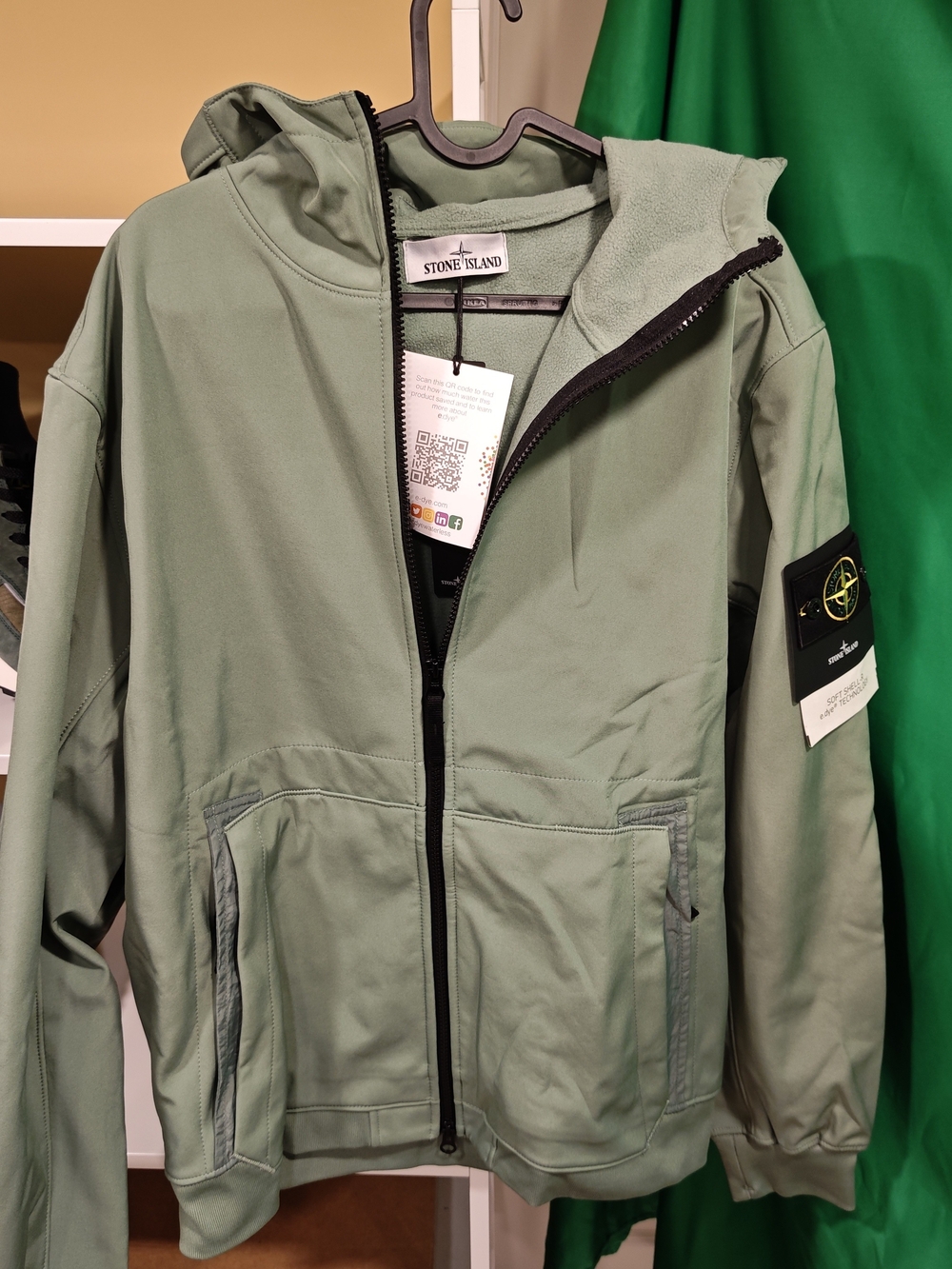 Stone Island Men's Sage Green Zip-Up Hooded Jacket